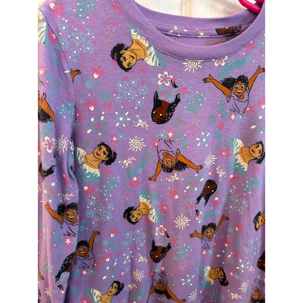 Disney Encanto Dress Purple Mirabel Isabela Luisa Long Sleeve Ruffle Hem Girls M